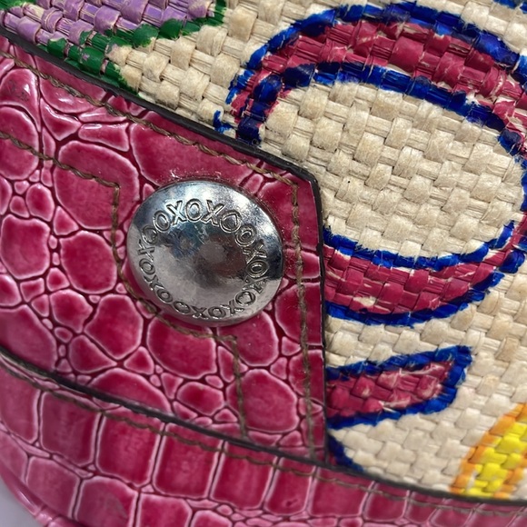 Vintage Rare XOXO Straw Tote Bag Y2K 90s Womens Shoulder Logo Hearts - Picture 2 of 11